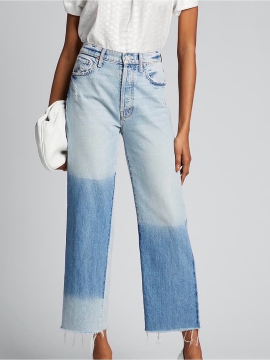 MOTHER Denim - Mother Denim "Rambler Ankle Fray" Jeans Sz 25 High-Waist, Raw Hem, Two-Tone